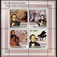 St Thomas & Prince Islands 2008 180th Death Anniversary of Schubert perf sheetlet containing 4 values unmounted mint