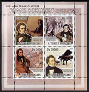 St Thomas & Prince Islands 2008 180th Death Anniversary of Schubert perf sheetlet containing 4 values unmounted mint