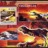St Thomas & Prince Islands 2008 Crocodiles perf s/sheet containing 1 value unmounted mint