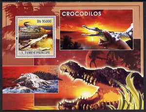 St Thomas & Prince Islands 2008 Crocodiles perf s/sheet containing 1 value unmounted mint