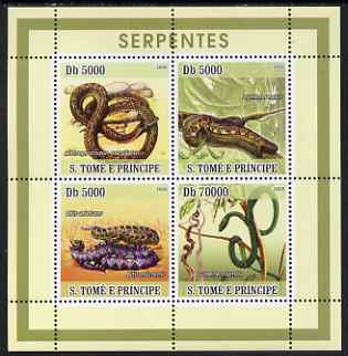 St Thomas & Prince Islands 2008 Snakes perf sheetlet containing 4 values unmounted mint