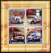 St Thomas & Prince Islands 2008 Ambulances of USA - Red Cross perf sheetlet containing 4 values unmounted mint