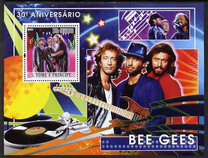 St Thomas & Prince Islands 2008 Bee Gees 30th Anniversary perf s/sheet containing 1 value unmounted mint