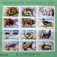 Rumania 1987 Europa (Animals & Birds), sheetlet containing 12 values unmounted mint Mi BL 236