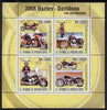 St Thomas & Prince Islands 2008 150th Anniversary of Harley Davidson perf sheetlet containing 4 values unmounted mint