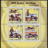 St Thomas & Prince Islands 2008 150th Anniversary of Harley Davidson perf sheetlet containing 4 values unmounted mint