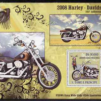 St Thomas & Prince Islands 2008 150th Anniversary of Harley Davidson perf s/sheet containing 1 value unmounted mint