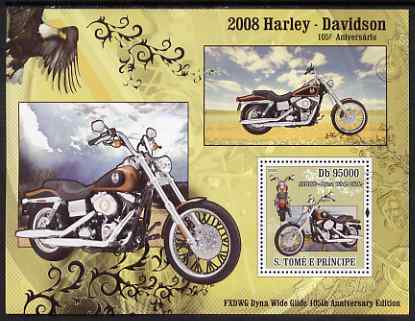 St Thomas & Prince Islands 2008 150th Anniversary of Harley Davidson perf s/sheet containing 1 value unmounted mint