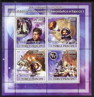 St Thomas & Prince Islands 2008 50th Anniversary of NASA perf sheetlet containing 4 values unmounted mint