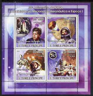St Thomas & Prince Islands 2008 50th Anniversary of NASA perf sheetlet containing 4 values unmounted mint