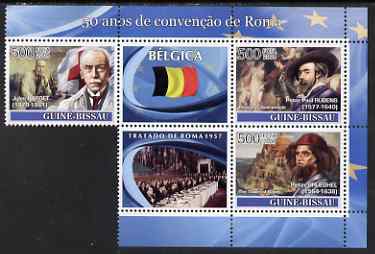 Guinea - Bissau 2008 Europa - 50 Years of Treaty of Rome - Belgium part sheetlet containing 3 values & 2 labels unmounted mint (note the original sheet consisted of 4 stamp but one had to be removed to avoid copyright violation)