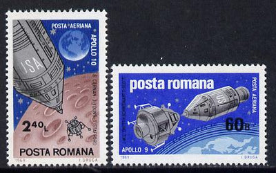 Rumania 1969 Apollo Moon Flights set of 2 unmounted mint, SG 3647-48, Mi 2779-80