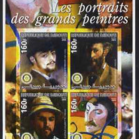 Djibouti 2005 Portraits of Impressionists #1 imperf sheetlet containing 4 values each with Rotary Logo, unmounted mint