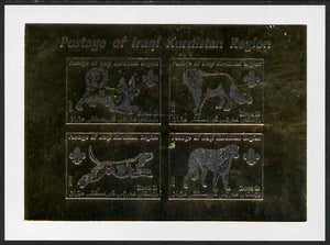 Iraqi Kurdistan Region 2007 Dogs silver on gold imperf deluxe card containing 4 values each with Scout Logo