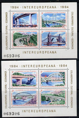 Rumania 1984 Inter-European Culture (Bridges) set of 2 m/sheets (each containing 4 vals) unmounted mint Mi BL 202-3