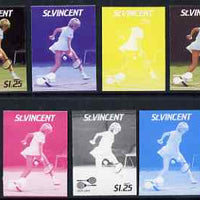 St Vincent 1987 International Tennis Players $1.25 Steffi Graf - the set of 7 imperf progressive proofs comprising the 4 individual colours plus 2, 3 & all 4-colour composites, unmounted mint, as SG 1061