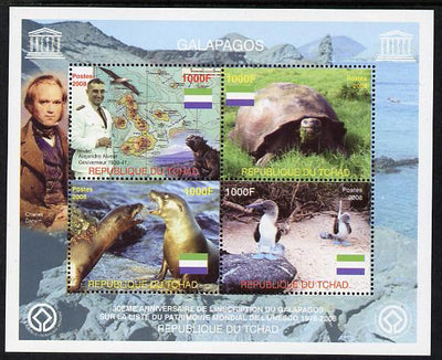 Chad 2008 Galapagos perf sheet containing 4 values, unmounted mint. Note this item is privately produced and is offered purely on its thematic appeal.