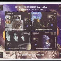 Mozambique 2008 50th Anniversary of NASA perf sheet containing 4 values, unmounted mint. Note this item is privately produced and is offered purely on its thematic appeal