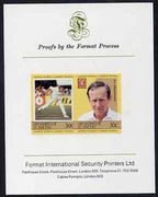 St Vincent - Grenadines 1984 Cricketers #1 D Underwood 30c se-tenant imperf pair mounted on Format International proof card (as SG 297a)