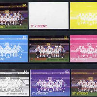 St Vincent 1987 English Football teams $2 Tottenham Hotspur - the set of 9 imperf progressive proofs comprising the 5 individual colours plus 2, 3, 4 & all 5-colour composites, unmounted mint, as SG 1092