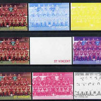 St Vincent 1987 English Football teams $2 Liverpool - the set of 9 imperf progressive proofs comprising the 5 individual colours plus 2, 3, 4 & all 5-colour composites, unmounted mint, as SG 1094