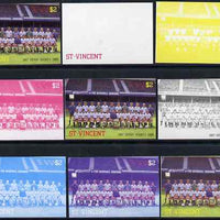 St Vincent 1987 English Football teams $2 Derby County - the set of 9 imperf progressive proofs comprising the 5 individual colours plus 2, 3, 4 & all 5-colour composites, unmounted mint, as SG 1095