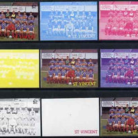 St Vincent 1987 English Football teams $2 Portsmouth - the set of 9 imperf progressive proofs comprising the 5 individual colours plus 2, 3, 4 & all 5-colour composites, unmounted mint, as SG 1096