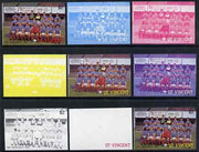 St Vincent 1987 English Football teams $2 Portsmouth - the set of 9 imperf progressive proofs comprising the 5 individual colours plus 2, 3, 4 & all 5-colour composites, unmounted mint, as SG 1096
