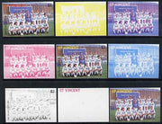 St Vincent 1987 English Football teams $2 Leeds United - the set of 9 imperf progressive proofs comprising the 5 individual colours plus 2, 3, 4 & all 5-colour composites, unmounted mint, as SG 1097