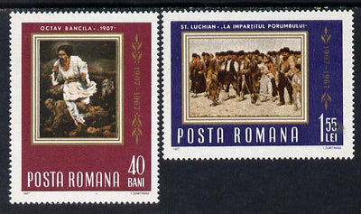 Rumania 1967 Peasants Rising (Paintings of Peasants) perf set of 2 unmounted mint, SG 3466-7, Mi 2592-93*