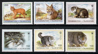 Tadjikistan 1996 WWF - Cats complete set of 6 values