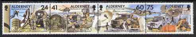 Guernsey - Alderney 1996 25th Anniversary of Adoption of 30th Signal Regiment se-tenant strip of 4 unmounted mint, SG A85a