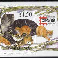 Isle of Man 1996 Manx Cats mini sheet inscribed 'Capex 96' exhibition logo unmounted mint, SG MS712