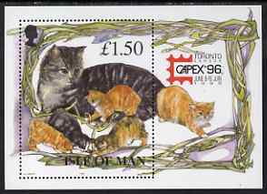Isle of Man 1996 Manx Cats mini sheet inscribed 'Capex 96' exhibition logo unmounted mint, SG MS712