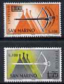 San Marino 1965 Express Letter surcharge set of 2 unmounted mint, SG E783-84