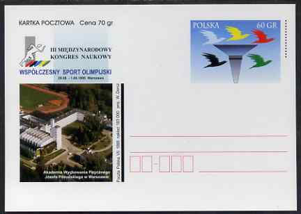 Poland 1999 60gr Postal Stationery Card for Olympic Sports showing Warsaw Sports Academy, unused and pristine