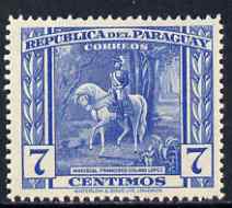 Paraguay 1944-45 Marshall Francisco 7c from Pictorial set, unmounted mint SG 590