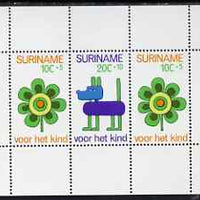 Surinam 1973 Child Welfare m/sheet (featuring stylised flower & dog) unmounted mint, SG MS761
