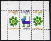 Surinam 1973 Child Welfare m/sheet (featuring stylised flower & dog) unmounted mint, SG MS761