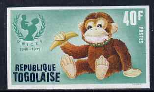 Togo 1971 Toy Monkey 40f IMPERF from UNICEF set, unmounted mint as SG 850