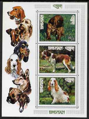 Bhutan 1972 International dogs perf miniature sheet of three values (99ch, 2.50nu, 4nu)) unmounted mint, Mi Bl 55A
