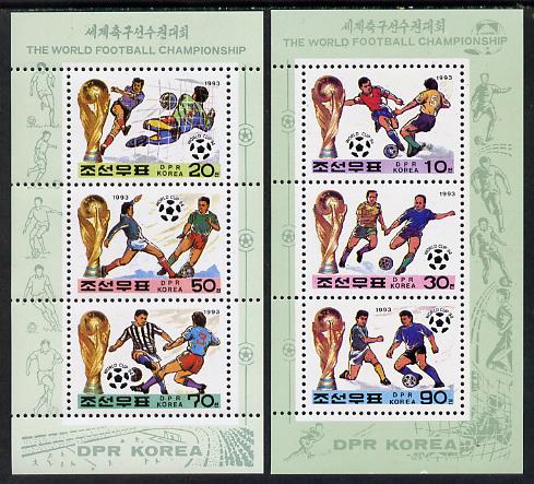 North Korea 1993 Football World Cup set of 2 sheetlets each containing 3 values unmounted mint