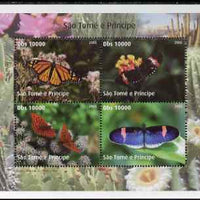 St Thomas & Prince Islands 2005 Butterflies perf sheetlet containing 4 values unmounted mint. Note this item is privately produced and is offered purely on its thematic appeal