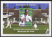 Chad 2002 Cricket World Cup perf m/sheet #2 showing Shane Warne unmounted mint. Note this item is privately produced and is offered purely on its thematic appeal.