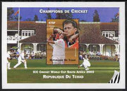 Chad 2002 Cricket World Cup perf m/sheet #5 showing Darren Gough unmounted mint. Note this item is privately produced and is offered purely on its thematic appeal.