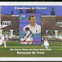 Chad 2002 Cricket World Cup perf m/sheet #6 showing Mike Atherton unmounted mint. Note this item is privately produced and is offered purely on its thematic appeal.