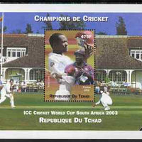 Chad 2002 Cricket World Cup perf m/sheet #7 showing Brian Lara unmounted mint. Note this item is privately produced and is offered purely on its thematic appeal.