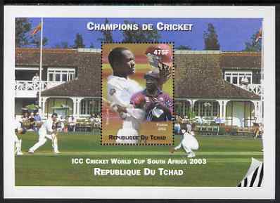 Chad 2002 Cricket World Cup perf m/sheet #7 showing Brian Lara unmounted mint. Note this item is privately produced and is offered purely on its thematic appeal.