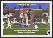 Chad 2002 Cricket World Cup perf m/sheet #8 showing Wasim Akram unmounted mint. Note this item is privately produced and is offered purely on its thematic appeal.