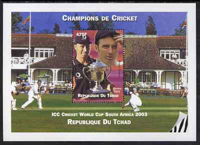 Chad 2002 Cricket World Cup perf m/sheet #9 showing Nasser Hussain unmounted mint. Note this item is privately produced and is offered purely on its thematic appeal.